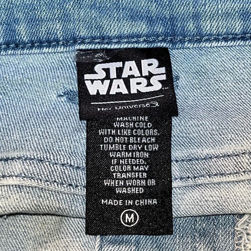 Star Wars Light Blue Denim Short Overalls with Grogu Patch - Picture 9 of 10
